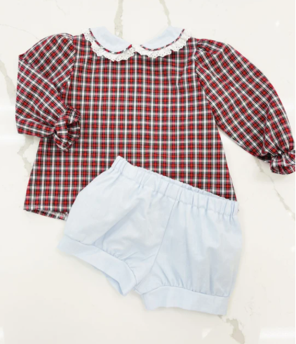 Red/White Plaid Lacey Girl Set - Breckenridge Baby