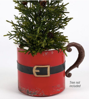 Giant Metal Mug Planter, 8" D x 11.5" H