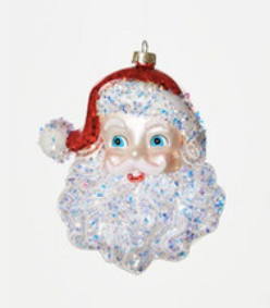 Santa Ornament - Glass, 5.5"