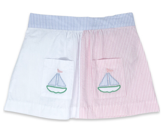 Stephanie Skirt - Seersucker Sailboat - Breckenridge Baby