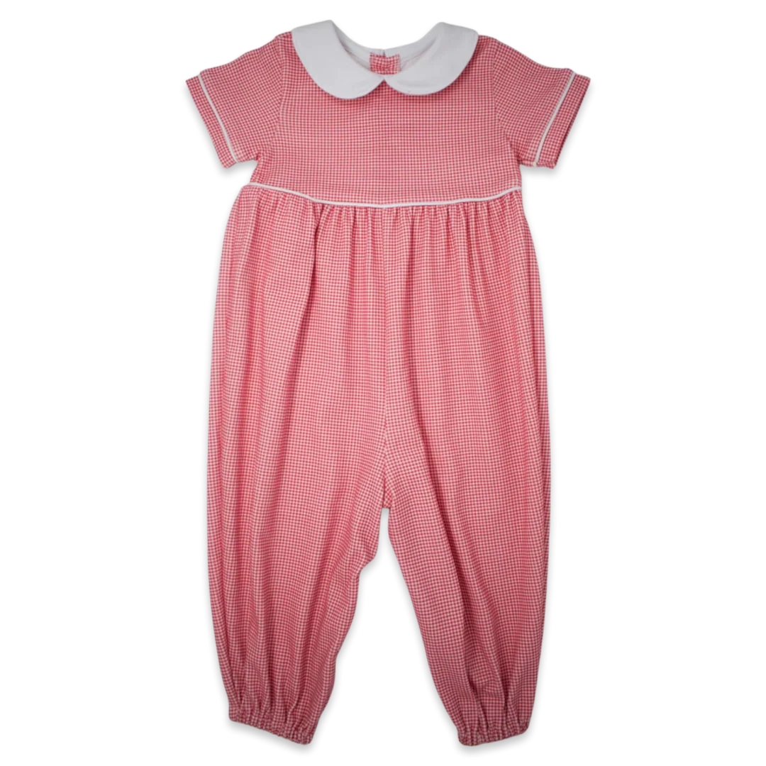 Rover Romper - Red Minigingham - Breckenridge Baby