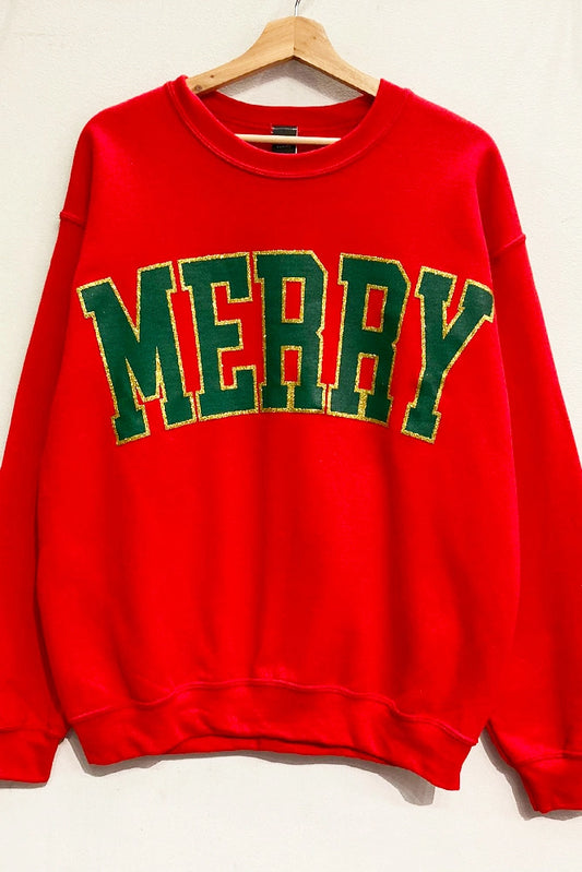 Red Glitter Merry Sweater