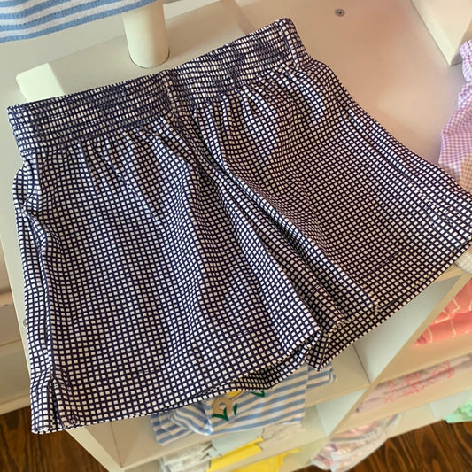 Navy Gingham Boy Shorts - Breckenridge Baby