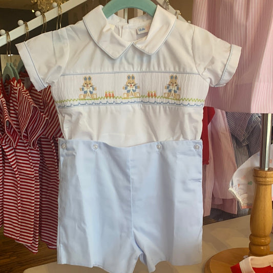 Drew Smocked Button On Boy Short Set - Breckenridge Baby