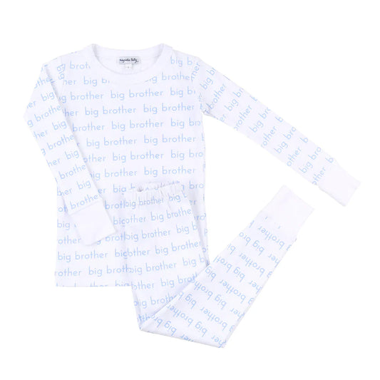 Brother and Sister Printed Long Pajamas - Light Blue - Breckenridge Baby