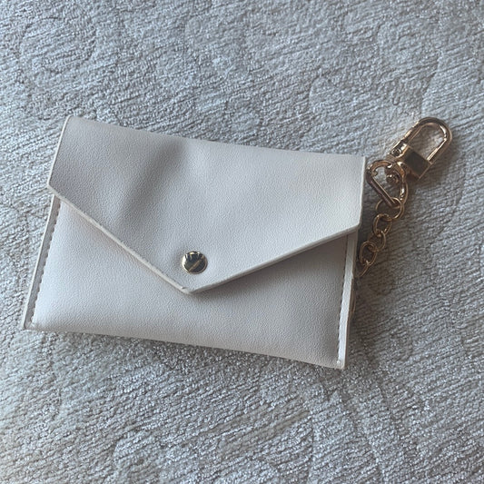 Ivory Leather ID Keychain