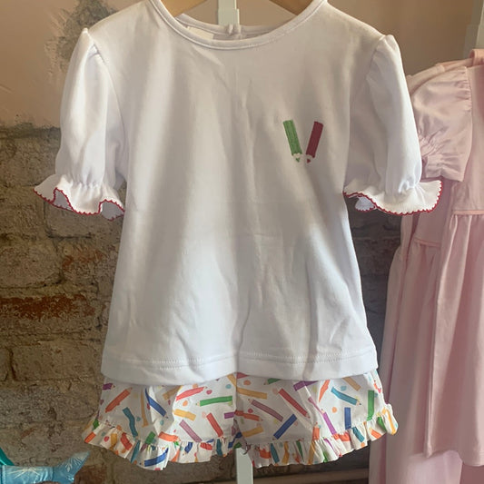 Girl Embroidered Shirt with Shorts - Breckenridge Baby