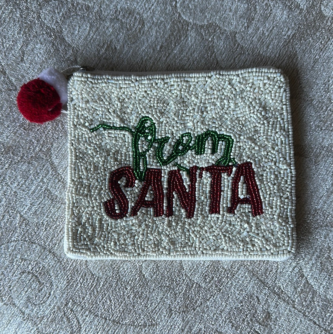 "From Santa" Beaded Coin Pouch