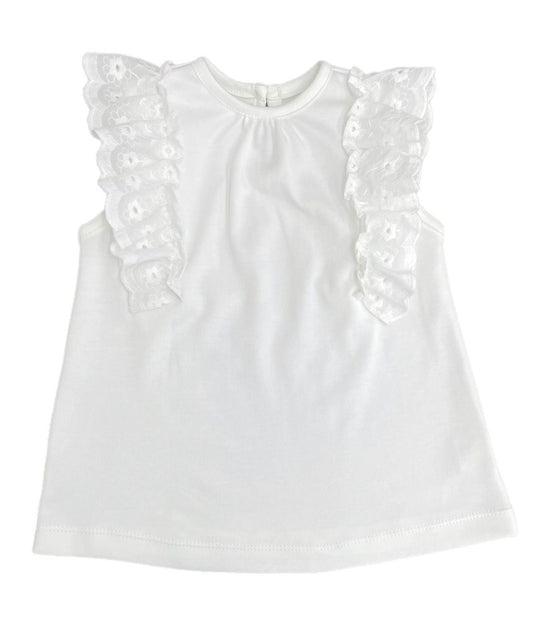 White Sleeveless Top - Eyelet - Breckenridge Baby