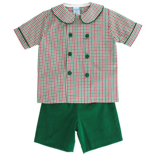 Kelly Cord Douglas Plaid Dressy Short Set - Breckenridge Baby