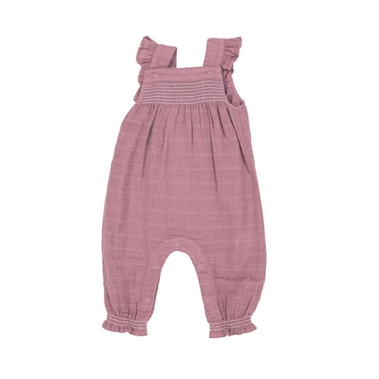 Fox Glove Solid Smocked Overall - Breckenridge Baby