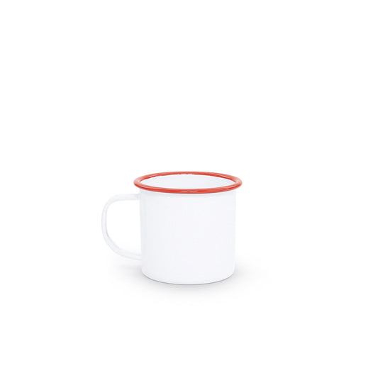 Vintage Enamelware 12 oz Mug: Red & White