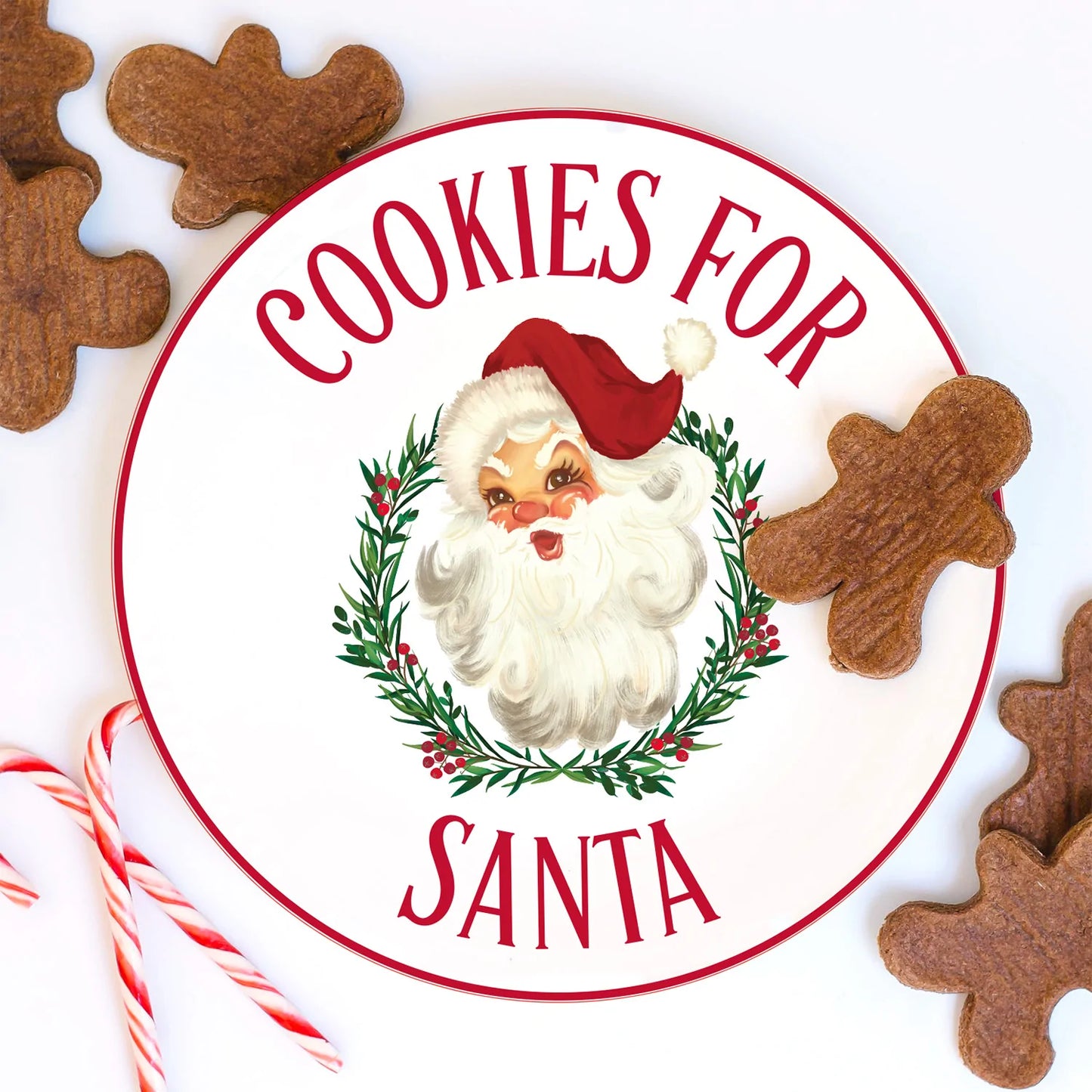 Round Cookies Platter with Santa