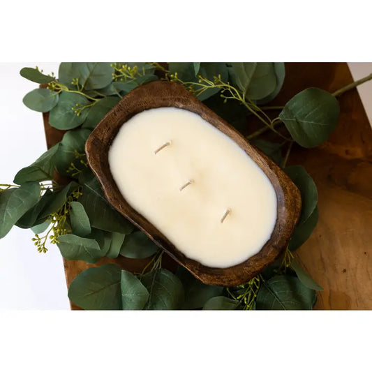 9" Petite Wood Bowl Candle - Natural Sea Salt