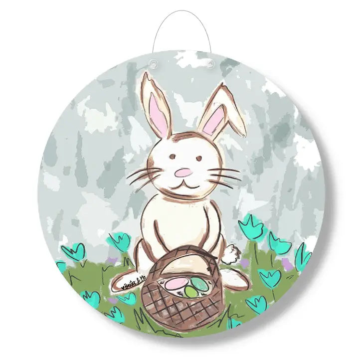 Bunny With Basket - Door Hanger