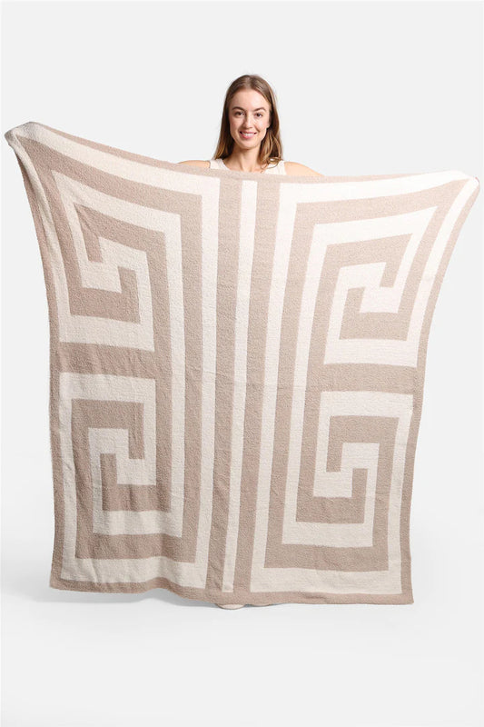 GREEK KEY PATTERN LUXURY SOFT THROW BLANKET