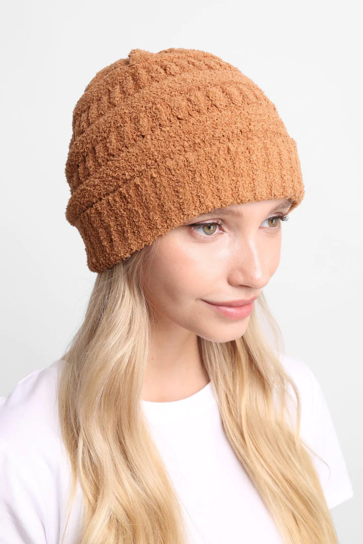 SOLID COLOR LUXURY SOFT RIBBED BEANIE - Carmel