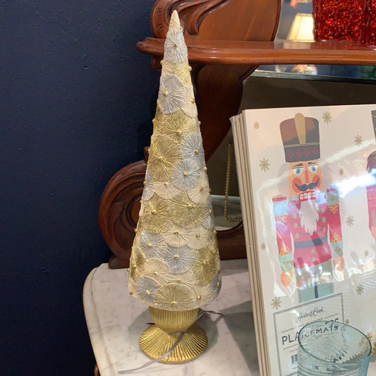 17” IVORY SPARKLERS CONE TREE