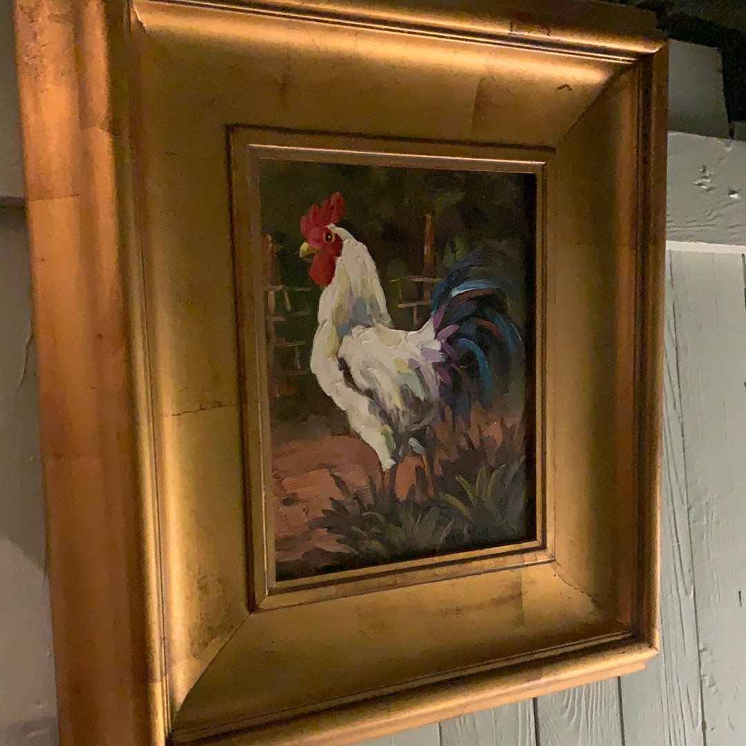 19.5”x17” Rooster Painting - White