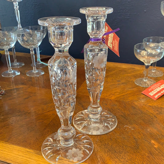 CUTGLASS CANDLESTICKS - set of 2