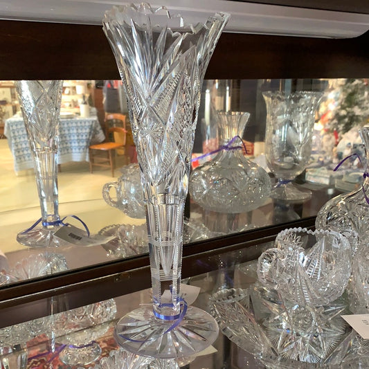 CUT-GLASS TRUMPET VASE