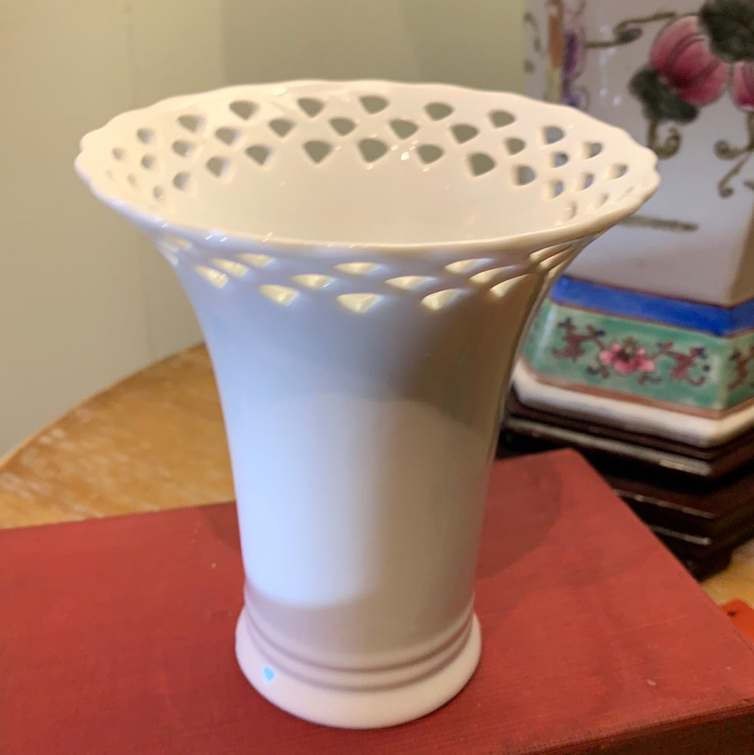 Lattice Milk Glass Vase