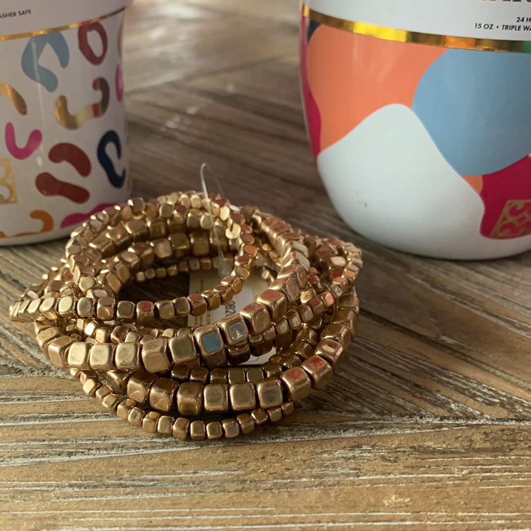 9 Strand Gold Beaded Bracelet