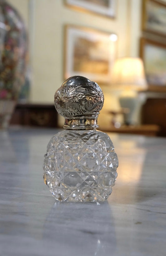 CUT GLASS PERFUME BOTTLE